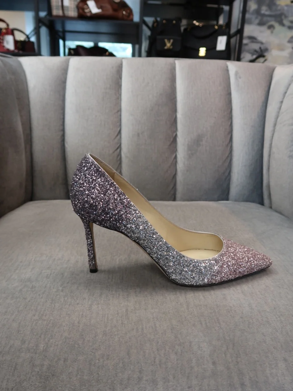 Jimmy Choo Glitter Ombre Pointed-Toe Stiletto Pump - Pink & Gray - Picture 1 of 5